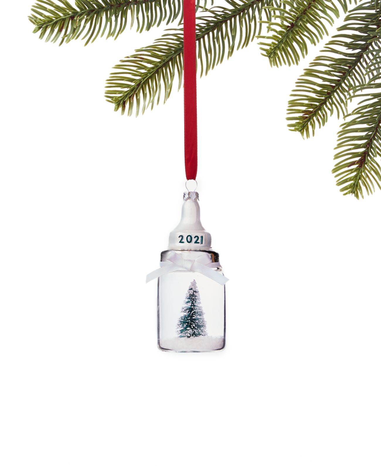 Holiday Lane 2021 Baby’s First Milk Bottle with Green Tree Inside Ornament,
