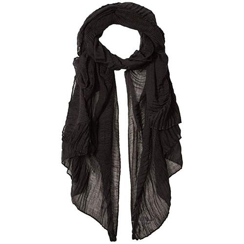 Echo New York Solid Pleated Edge Oblong (Black) Scarves
