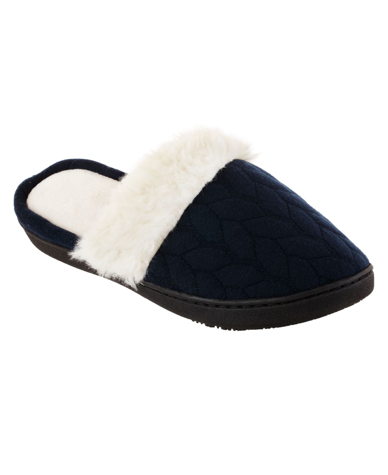 Isotoner Women’s Textured Jersey Knot Ansley Comfort Clog Slippers, Navy, Medium