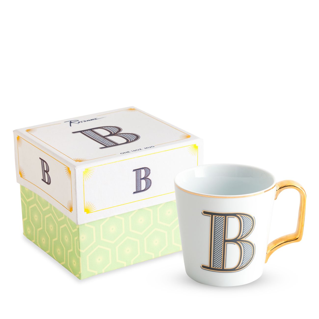 Rosanna Monogram Porcelain Coffee Mug, Size One Size - White