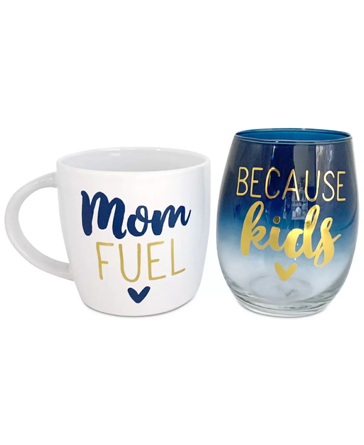 Tmd Holdings Mom Fuel/Because Kids Mug & Stemless Wine Glass 2 Pc