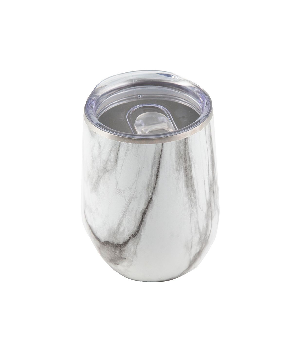 Thirstystone by Cambridge 12 Oz Marble Decal Stainless Steel Wine Tumbler, White