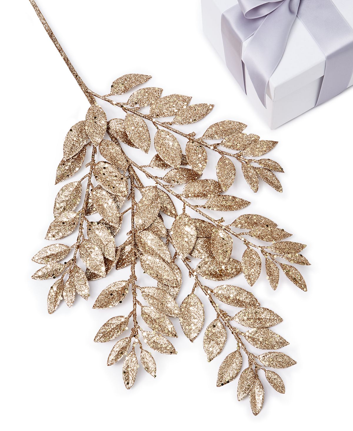 Holiday Lane Blessed Gold Sparkly Leaf Pick Ornament