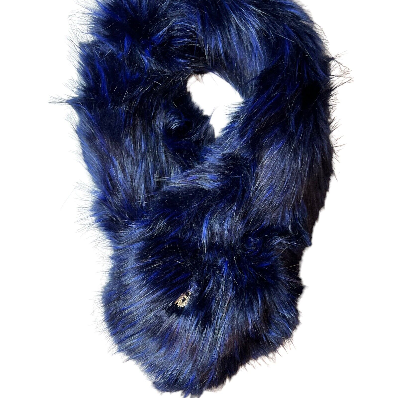 Steve Madden Navy Shaggy Faux Fur Scarf, 50″ x 8″