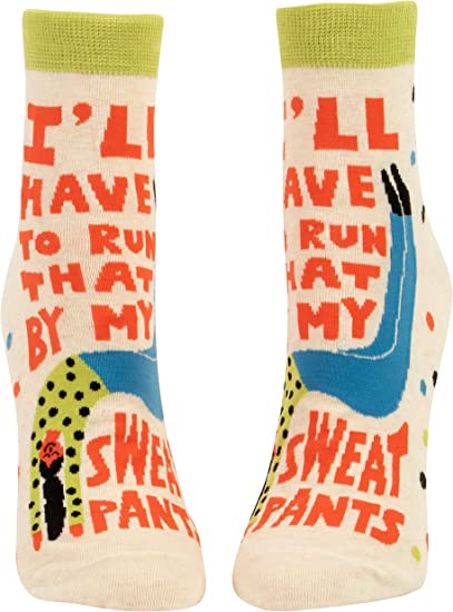 Blue Q Women’s I’ll Have to Run That By My Sweatpants. Funny Ankle Socks (fit...