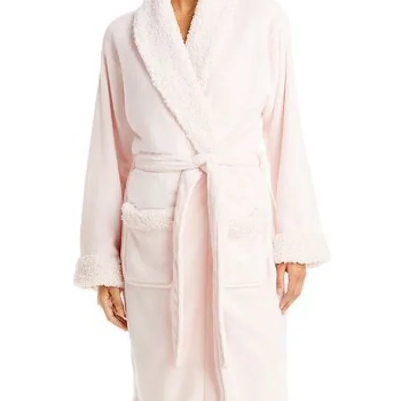 Hudson Park Womens Faux Sherpa Robe,  Airy Pink, Large / X-Large