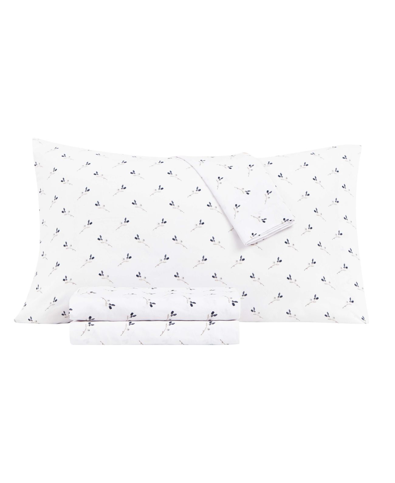 Sanders Washed Printed Microfiber 4 Pc. Sheet Set, Queen, Navy