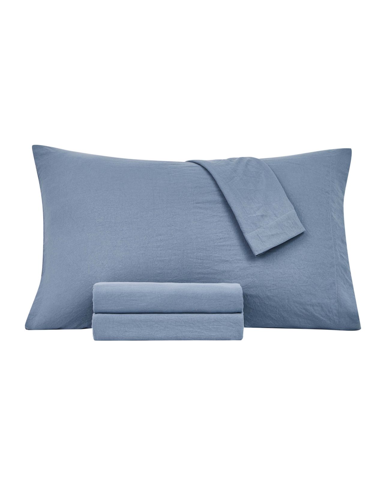 Sanders Washed Microfiber Solid 4 pc. Sheet Set, Full, Blue