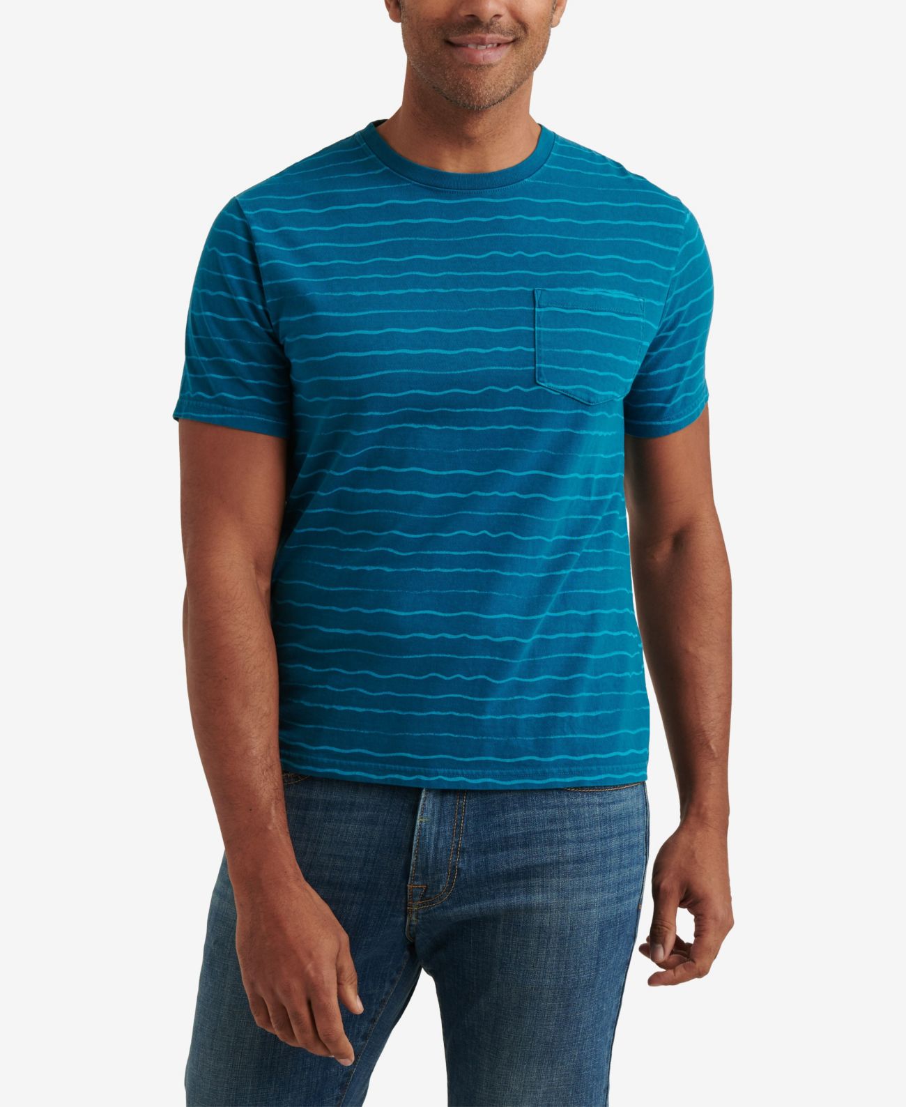 Lucky Brand Mens Short Sleeve Sunset Wave Stripe Crew Neck T-shirt, Medium