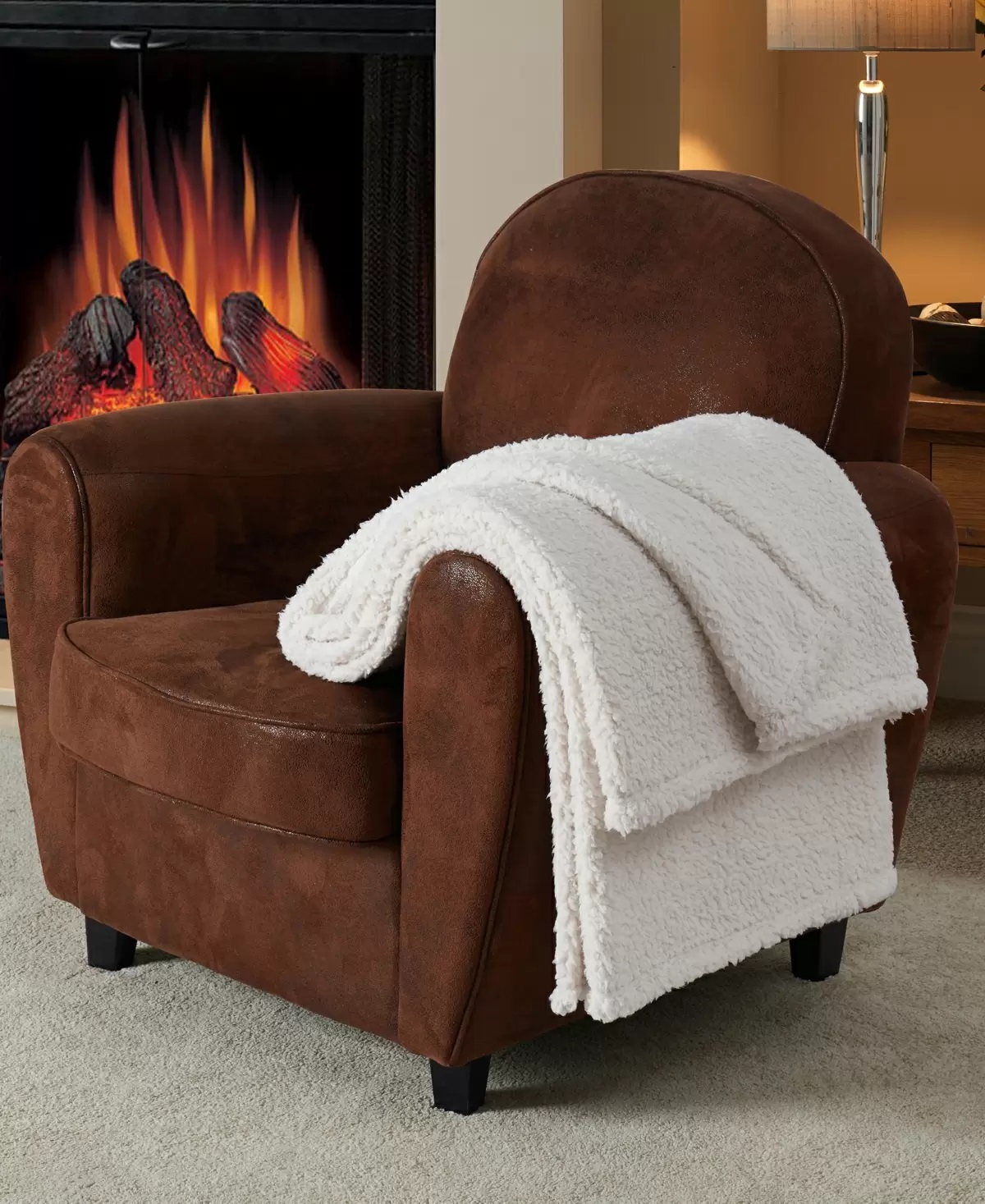 Fireside Solid Sherpa Throw 50 x 60
