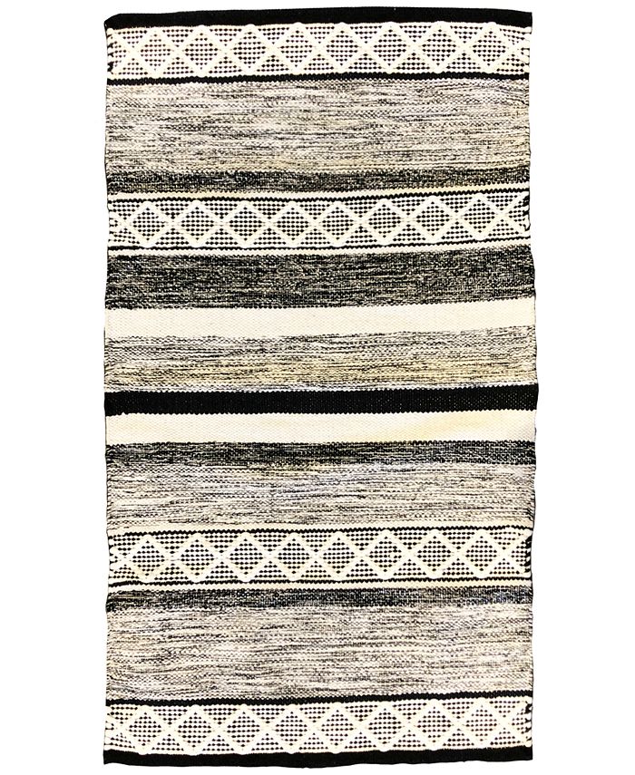 Bcbgmaxazria Cotton Geometric Stripe 27″ x 45″ Accent Rug Bedding