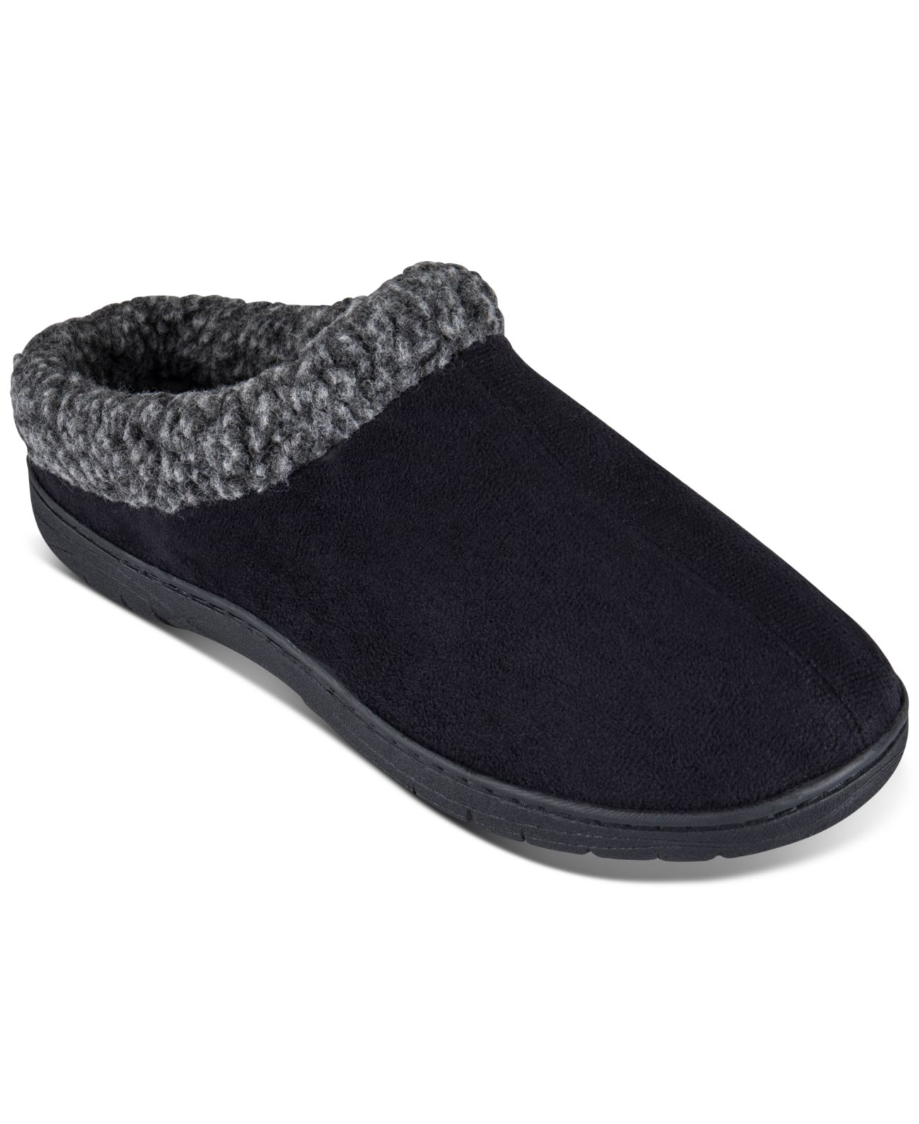 Haggar Men’s Faux-Suede Clog Slippers with Fleece Collar