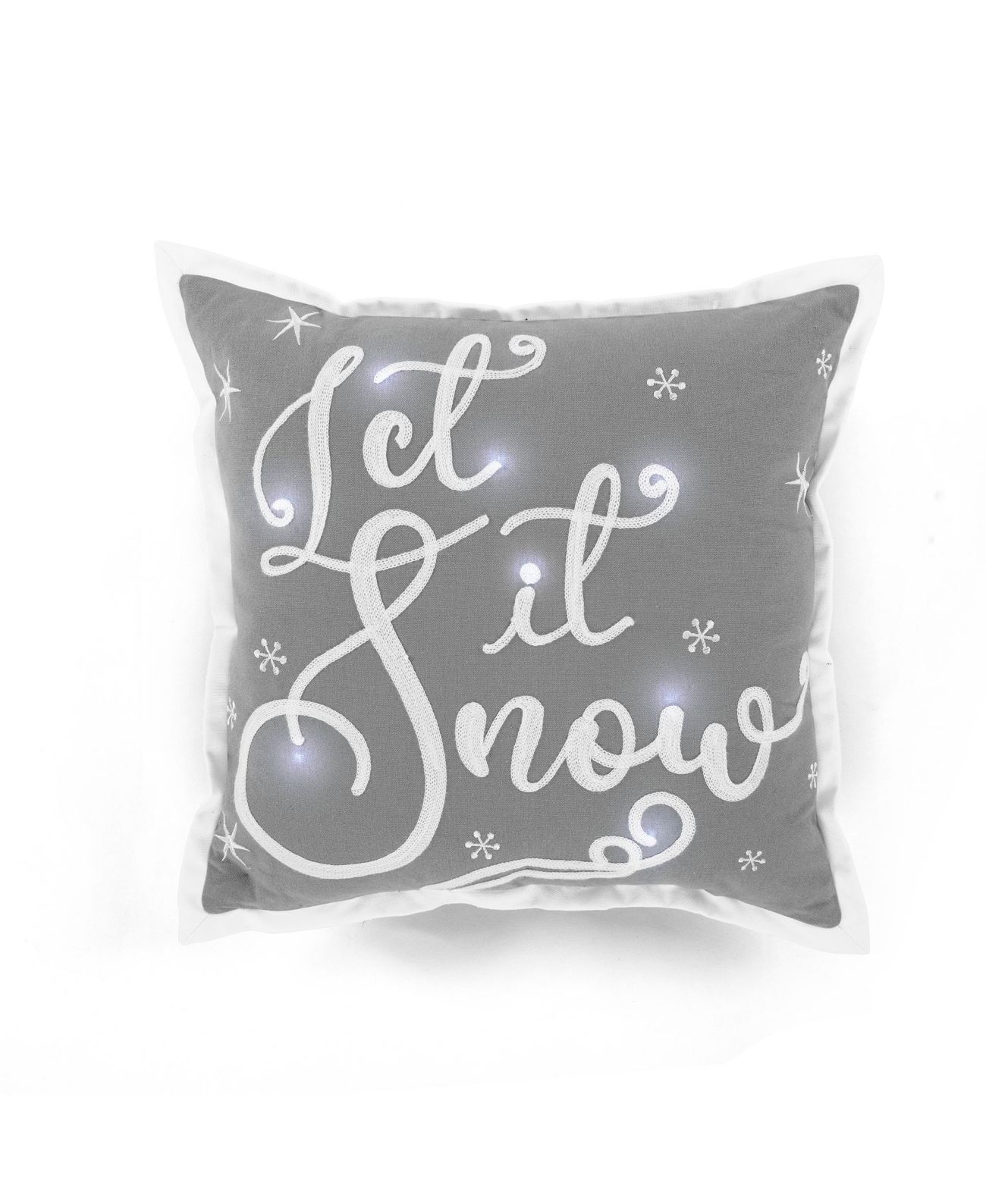 The Mountain Home Collection Led Let It Snow Decorative Pillow, Gray, 18″ x 18″