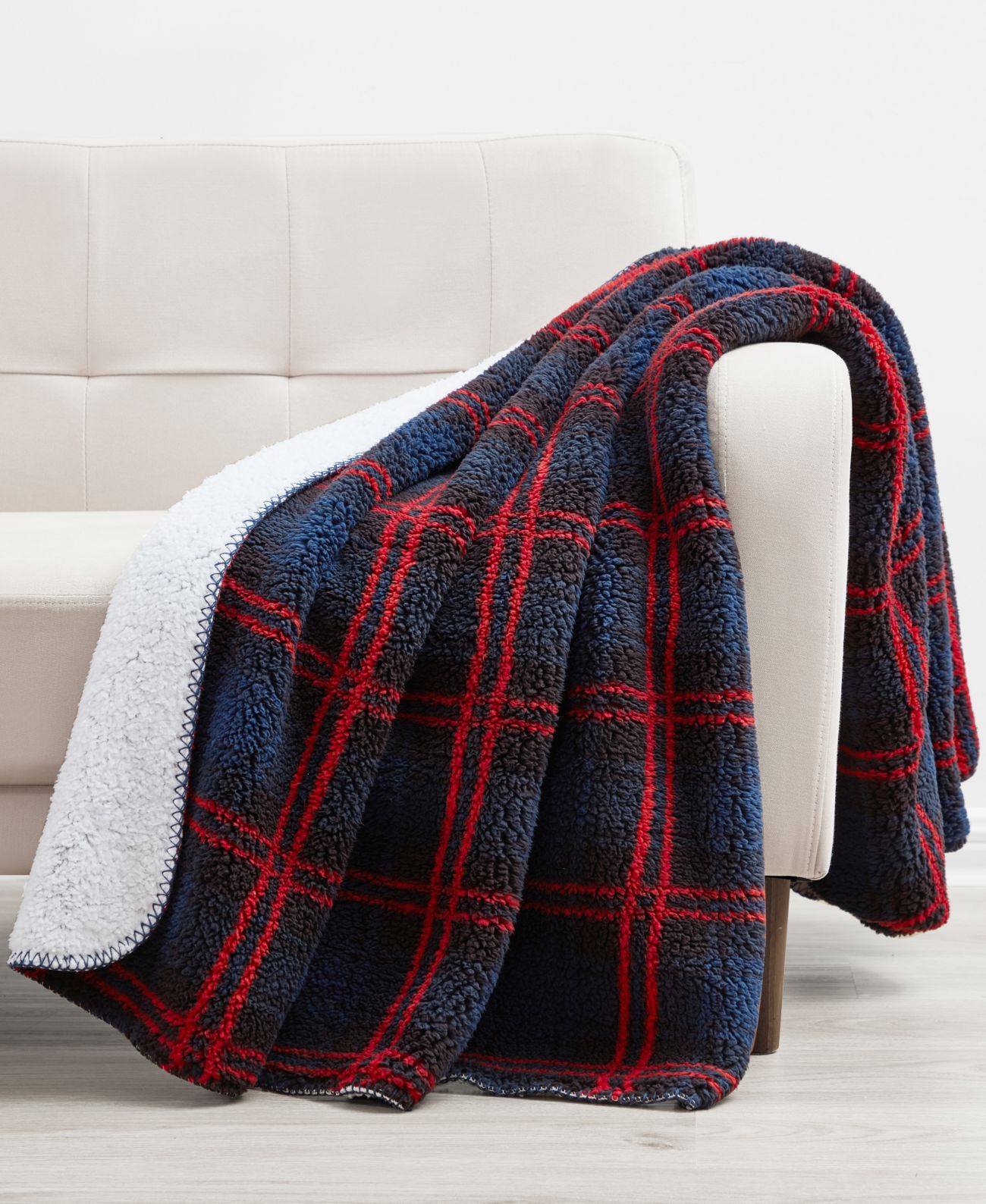 Morgan Home Holiday Printed Reversible Sherpa Throw