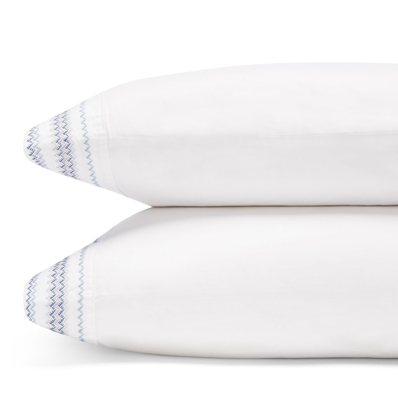 Sky Chevron Embroidered King Pillowcase, Pair, 100% Cotton Sateen