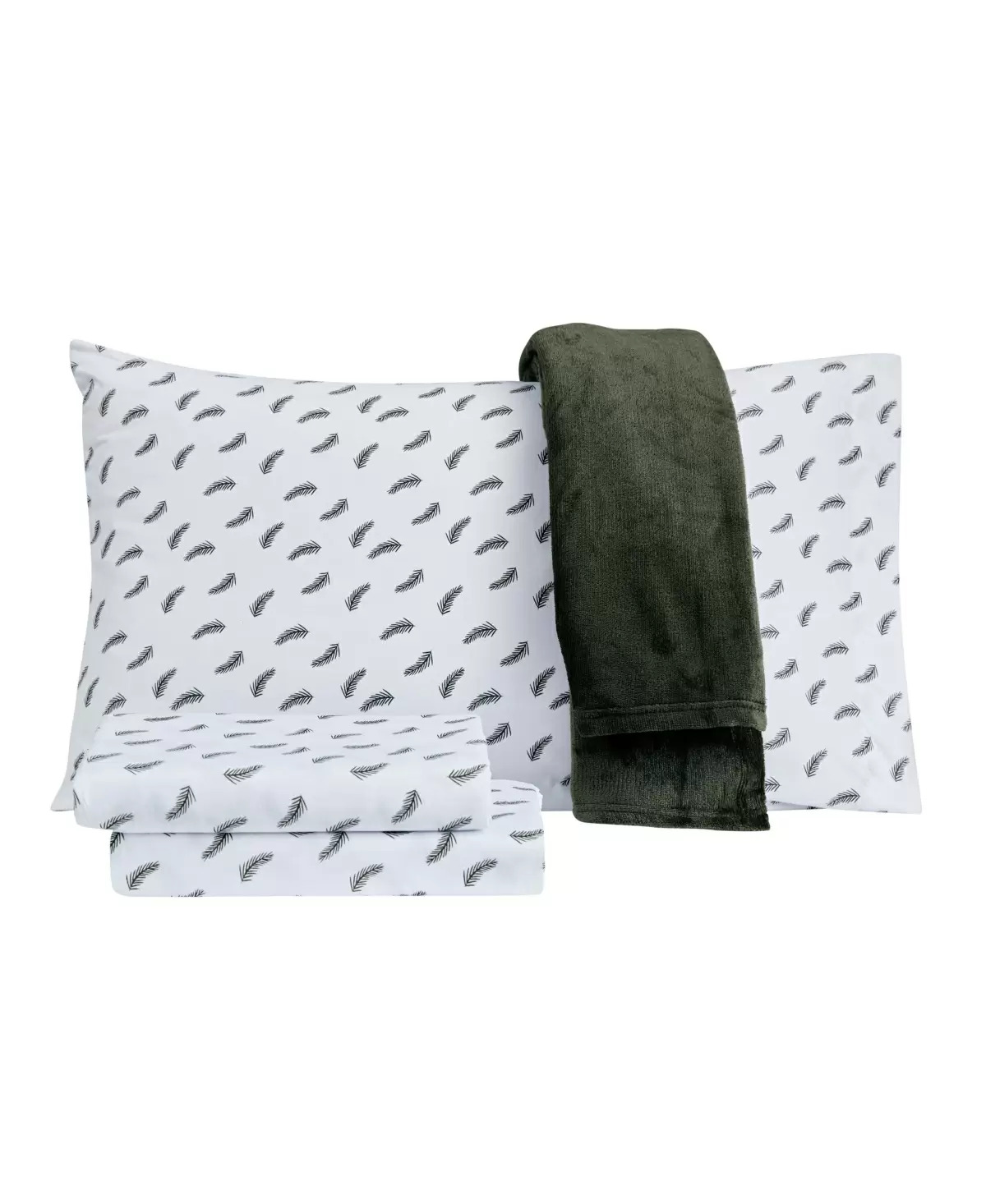 Sanders Holiday Microfiber 5 pc Full Sheet Set With Throw, White