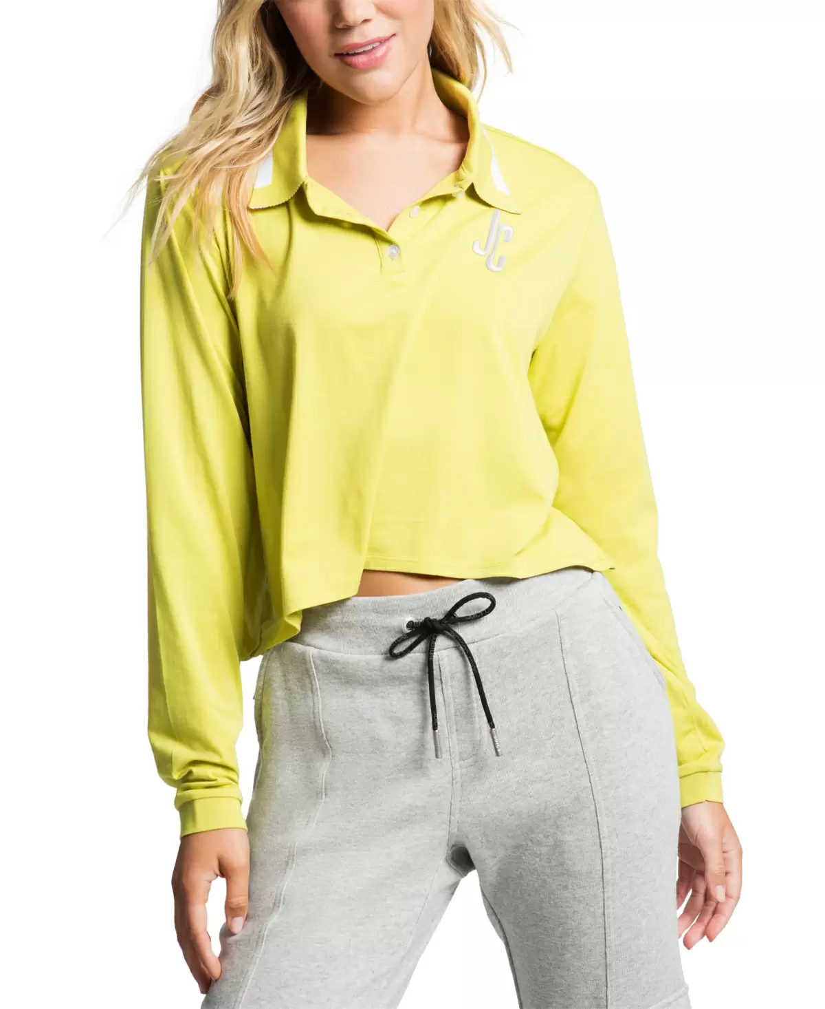Juicy Couture Womens Cropped Collared Shirt, Lime/Small
