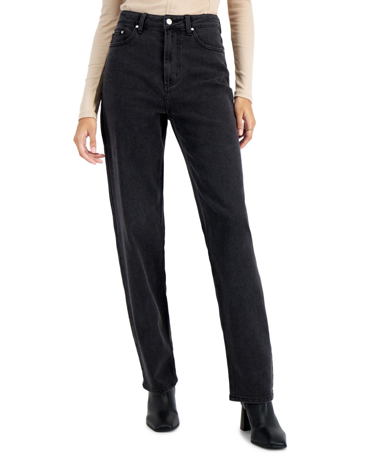 Tinseltown Juniors’ 90s Wide Leg Jeans, Black/11