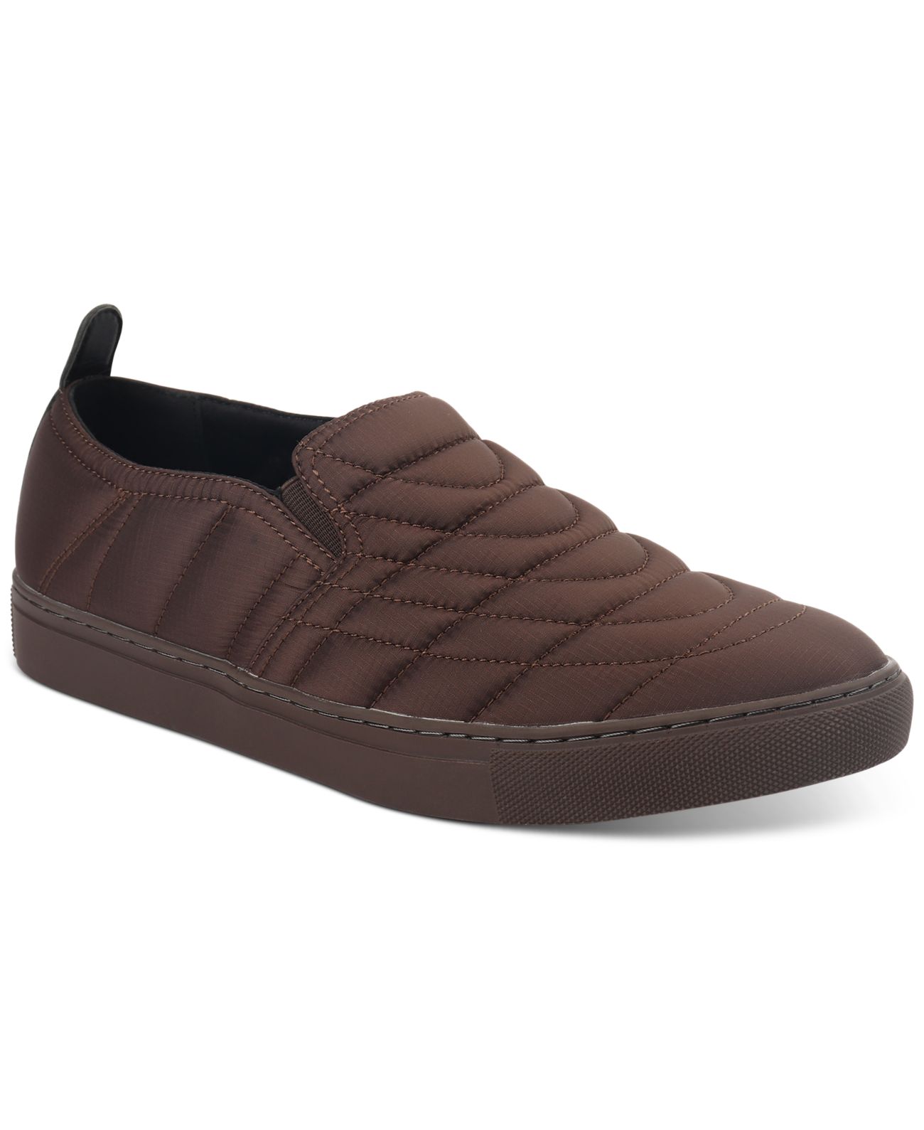 Alfani Men’s Cooper Quilted Slip-On Sneakers Shoes, Brown, 9