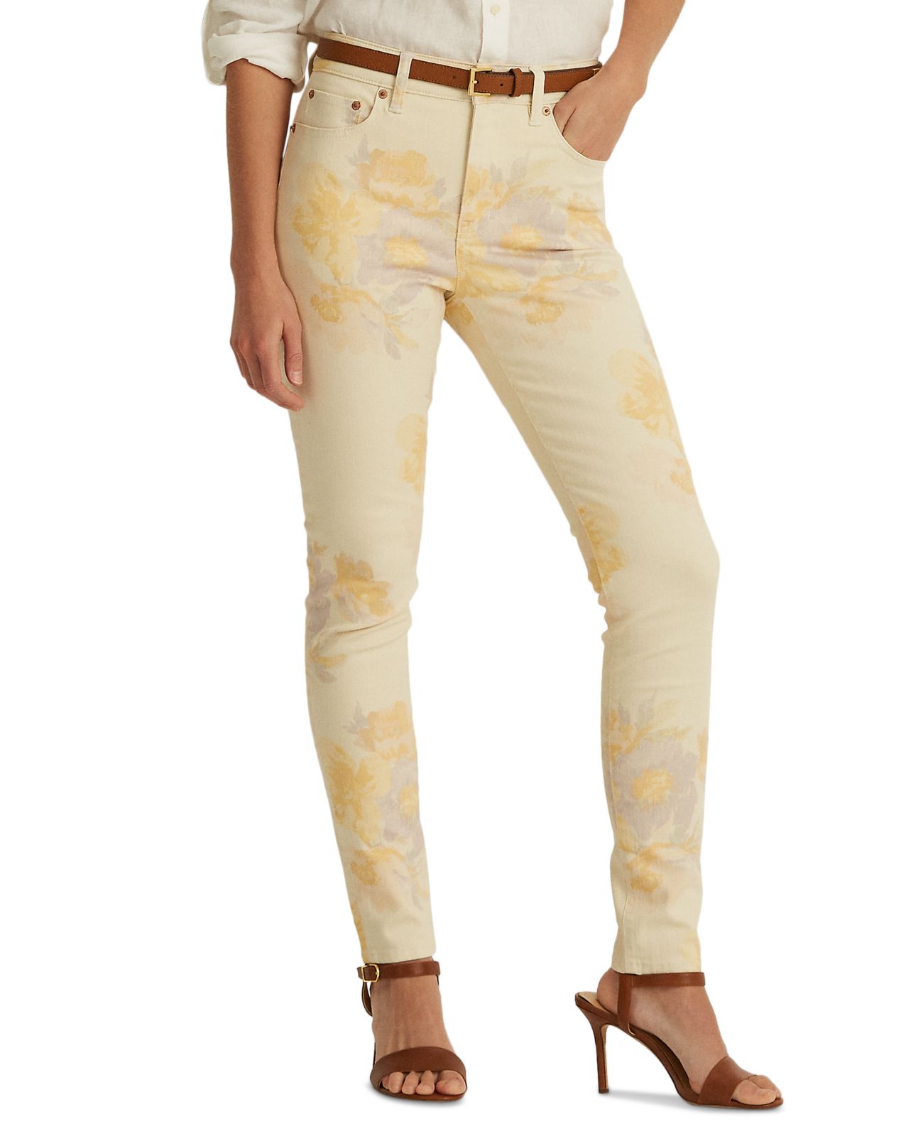 Lauren Ralph Lauren Floral High-rise Skinny Ankle Blush Multi ,10