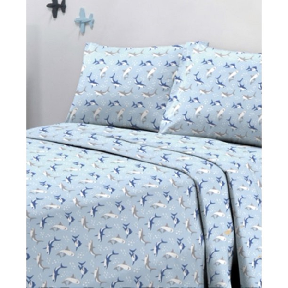 Sanders Printed Microfiber 3 Pc. Sheet Set, Twin, Blue