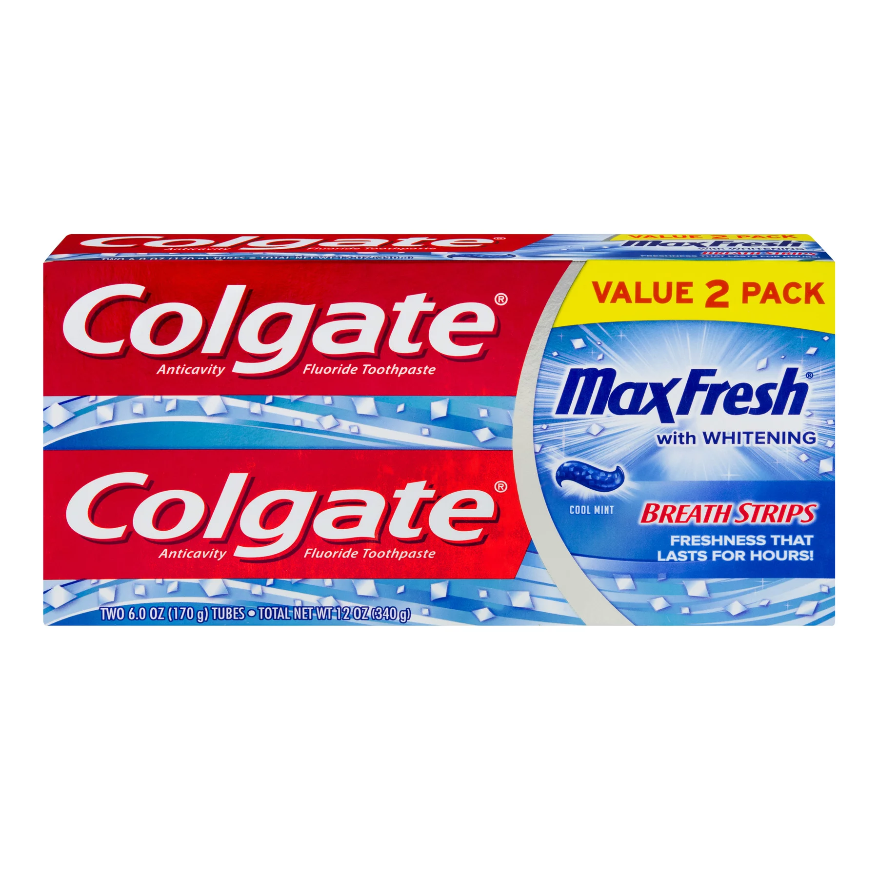 Colgate Max Fresh Toothpaste with Mini Breath Strips – Cool Mint – 2 Pack/12oz