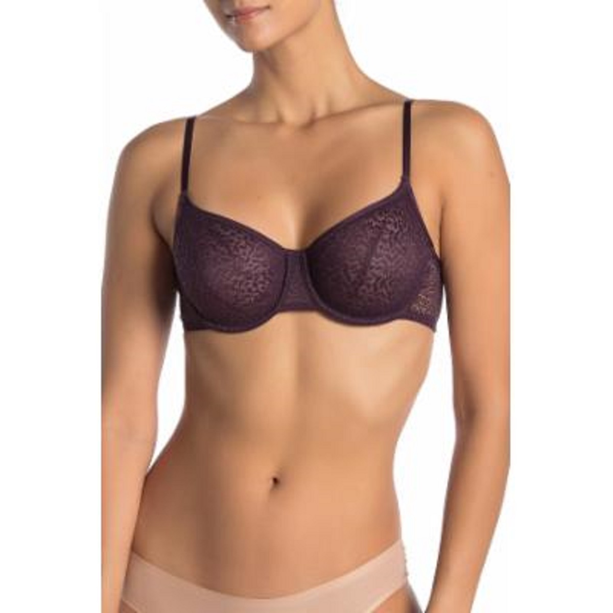 Dkny Womens Modern Lace Sheer Demi Bra, Purple, 36 A