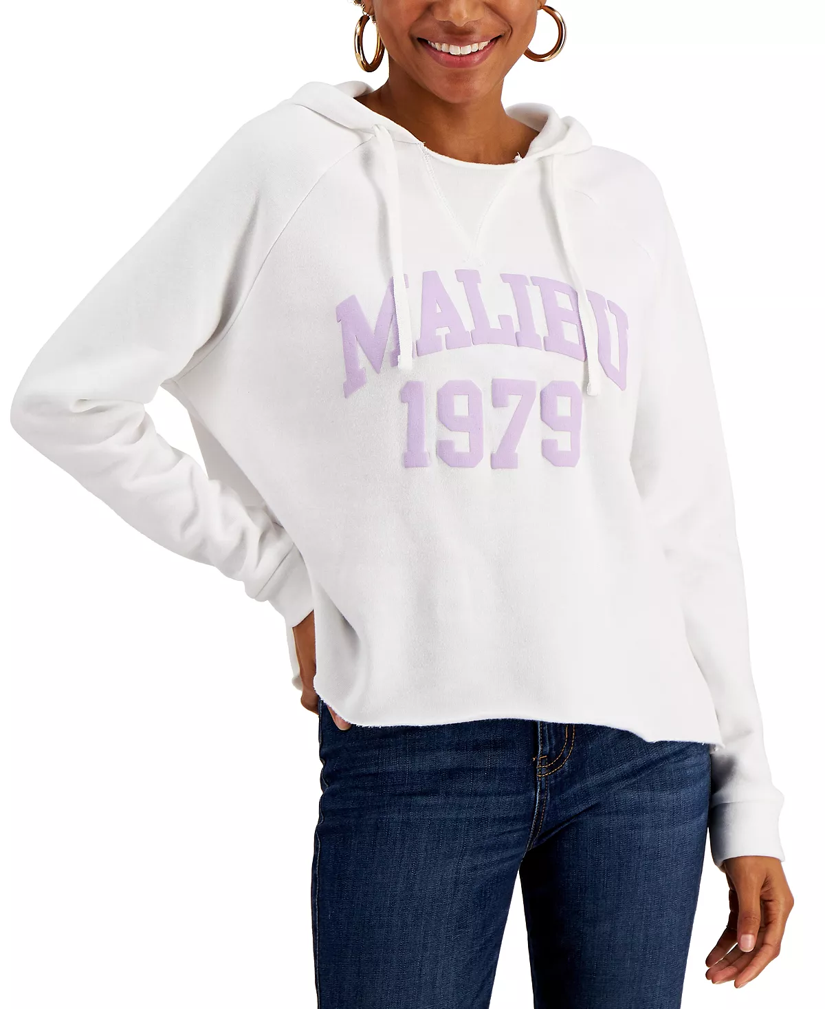 Grayson Threads Black Juniors’ Malibu-Print Hoodie, White, Small