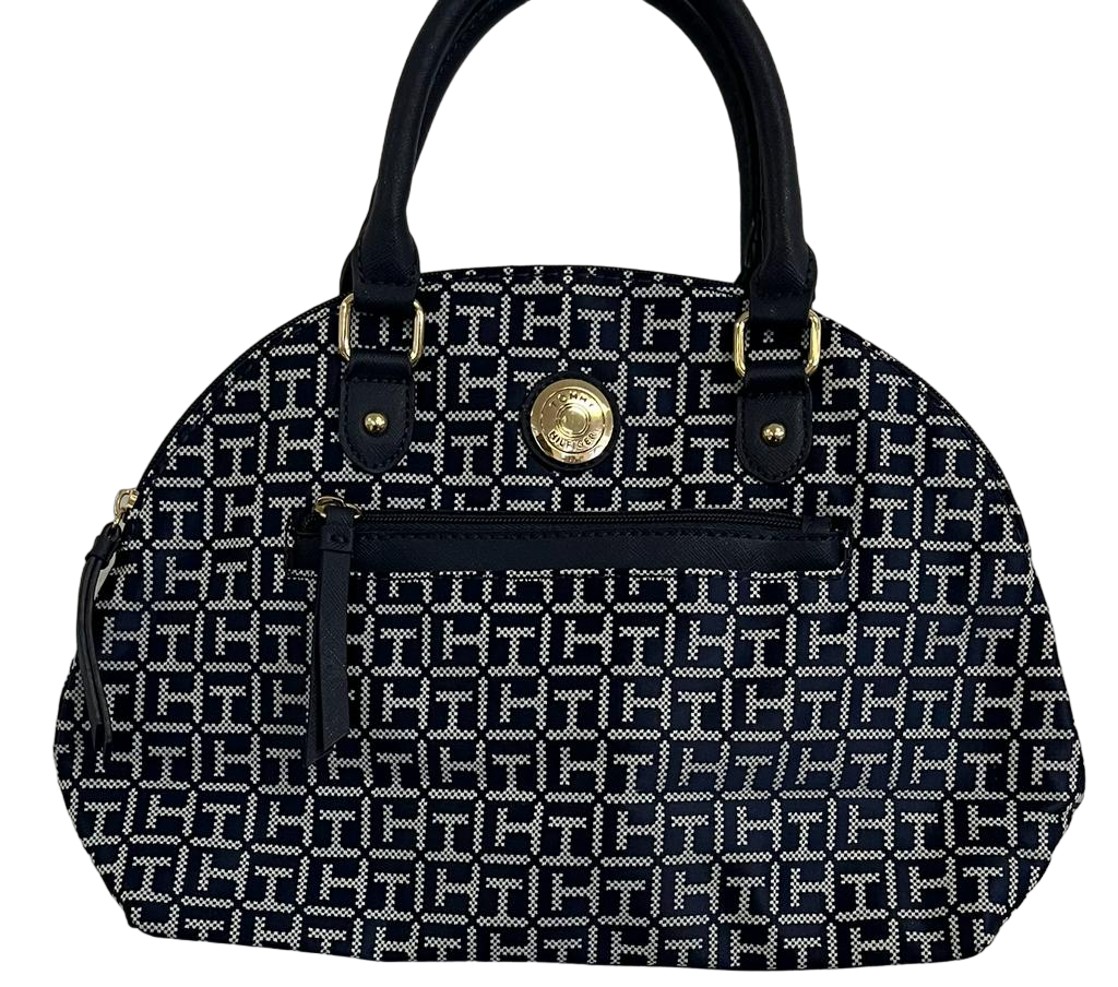 Tommy Hilfiger TH Logo Dome Satchel Bag, Navy