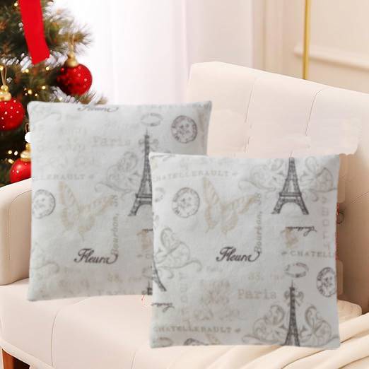 The Season Essentials Printed Plush 18″  2-Pack  Decorative Pillow, Paris Amour