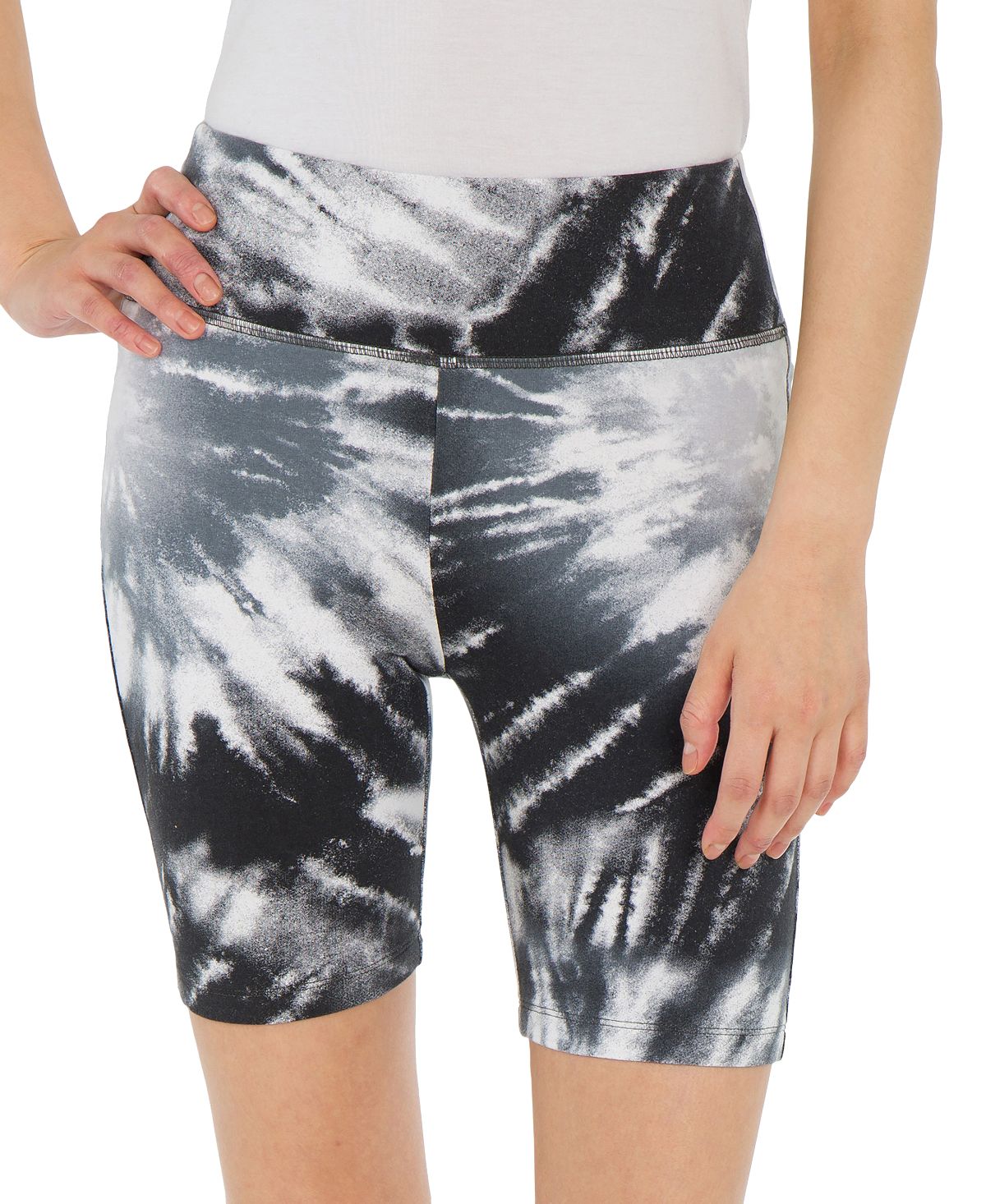Hippie Rose Juniors’ High-Rise Biker Shorts, Black Tie Dye, Medium