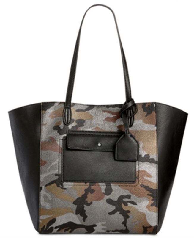 Danielle Nicole Womens Carson Camouflage Metallic Tote Handbag, Black