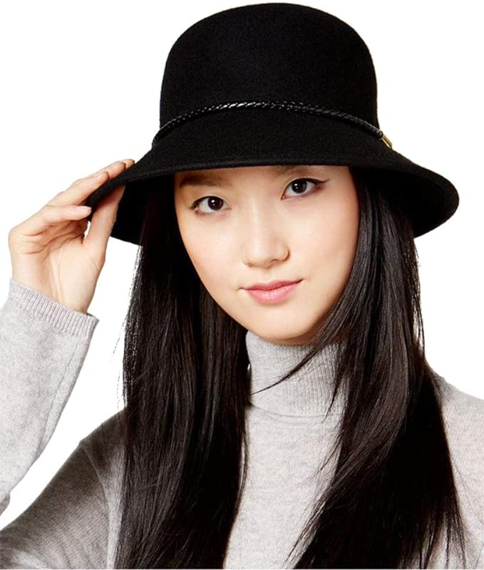 Nine West Women’s Felt Cloche Hat, One Size (Black)