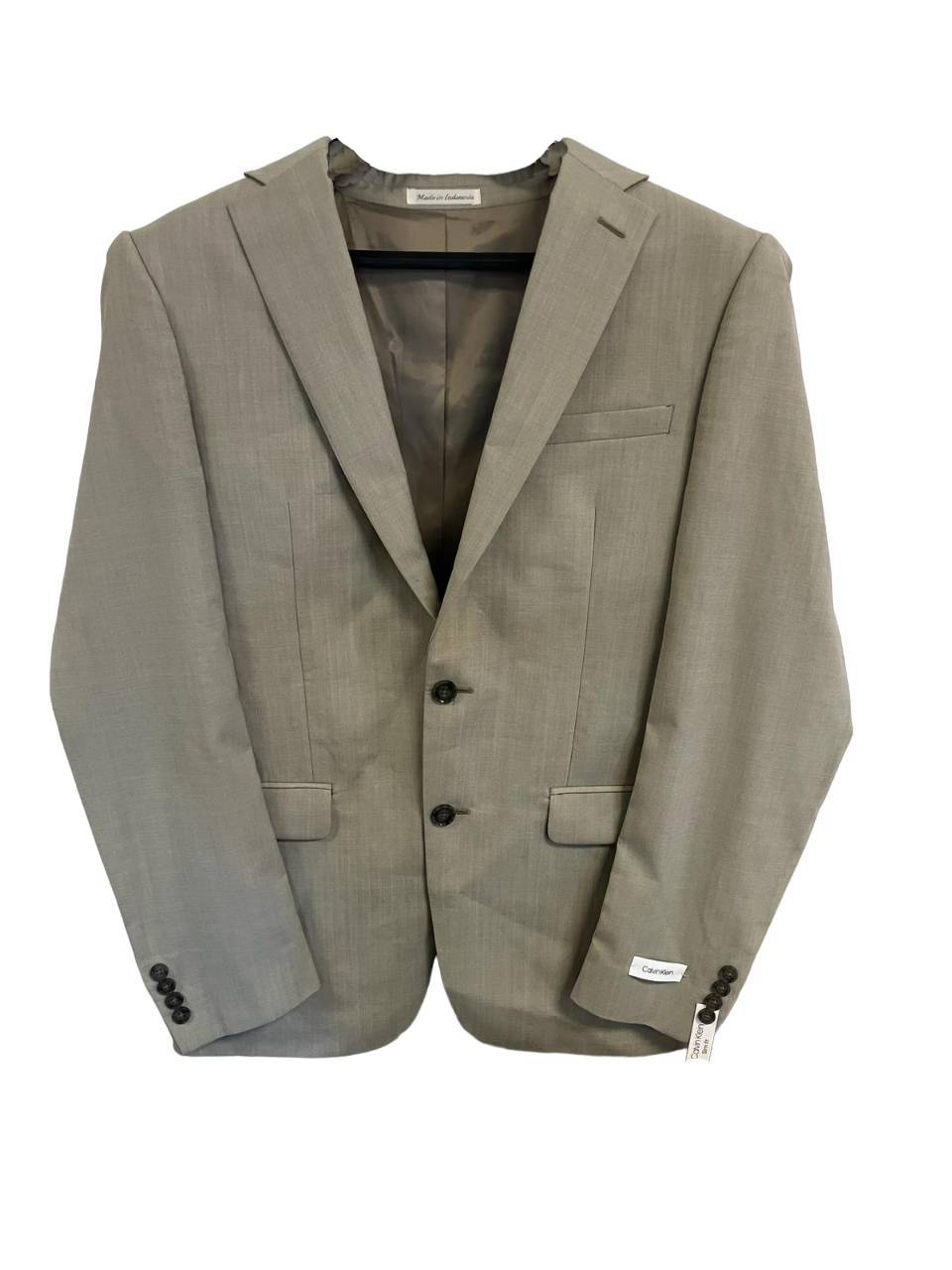 Calvin Klein Mens Malbin Slim Fit Stretch Blazer, Beige, 40 Long