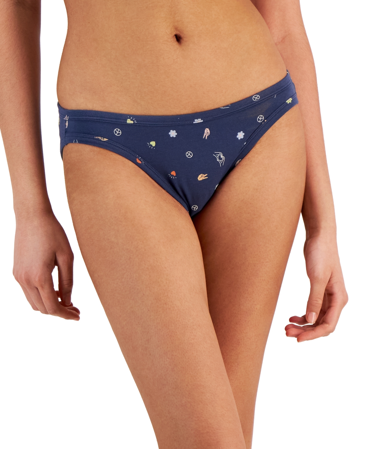 Jenni Women’s Lace Trim Bikini Underwear, Navy, Small