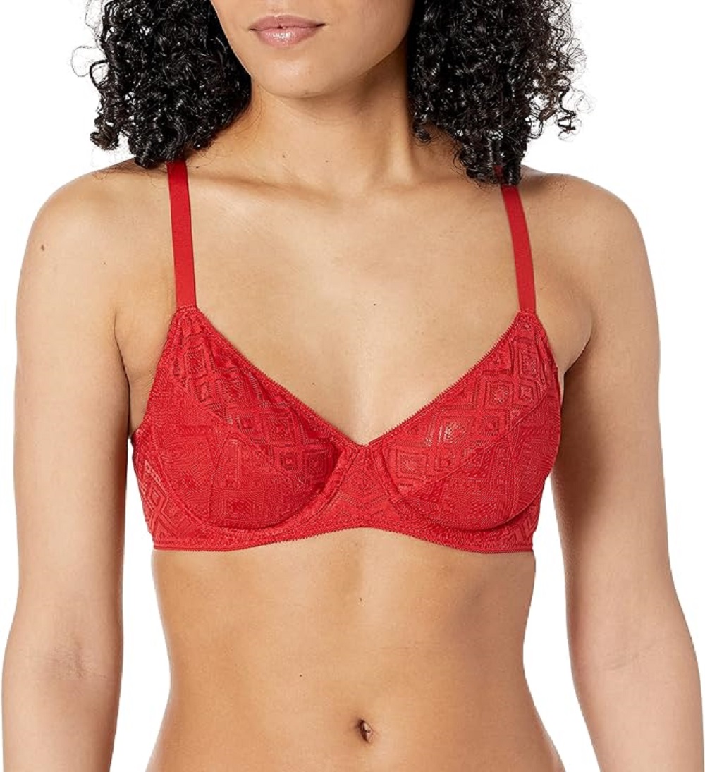 Dkny Women’s Pure Lace Unlined Bra, Red, 36DDD