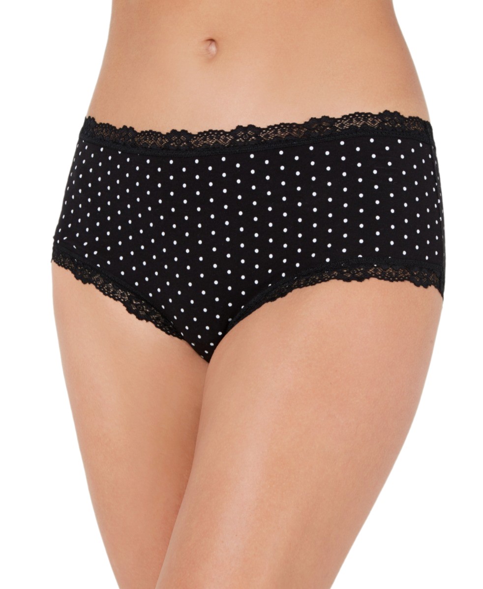 Jenni Women’s Lace Trim Hipster Underwear, Black, XL