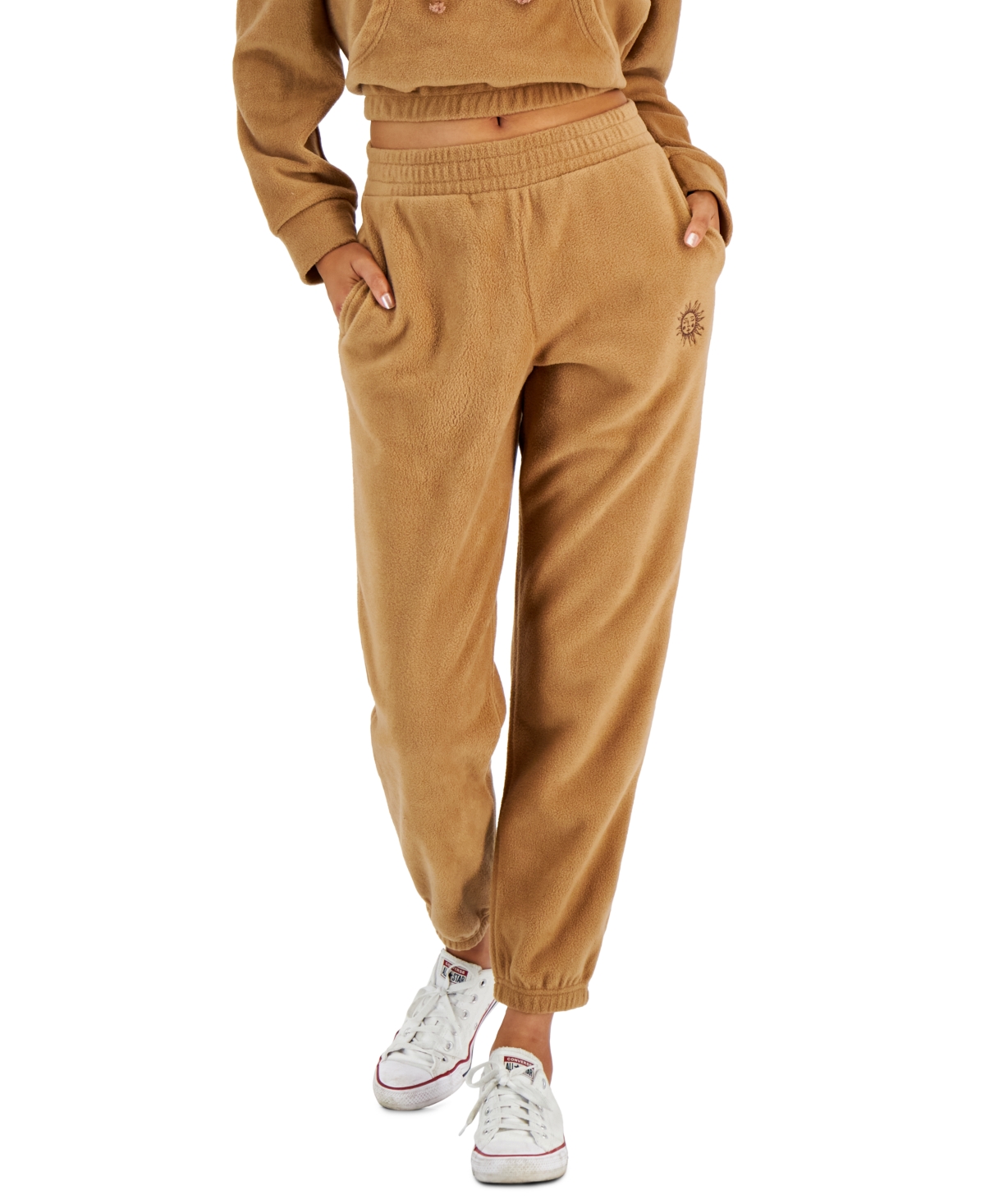Hippie Rose Juniors’ Polar Fleece Joggers, Tan, Small