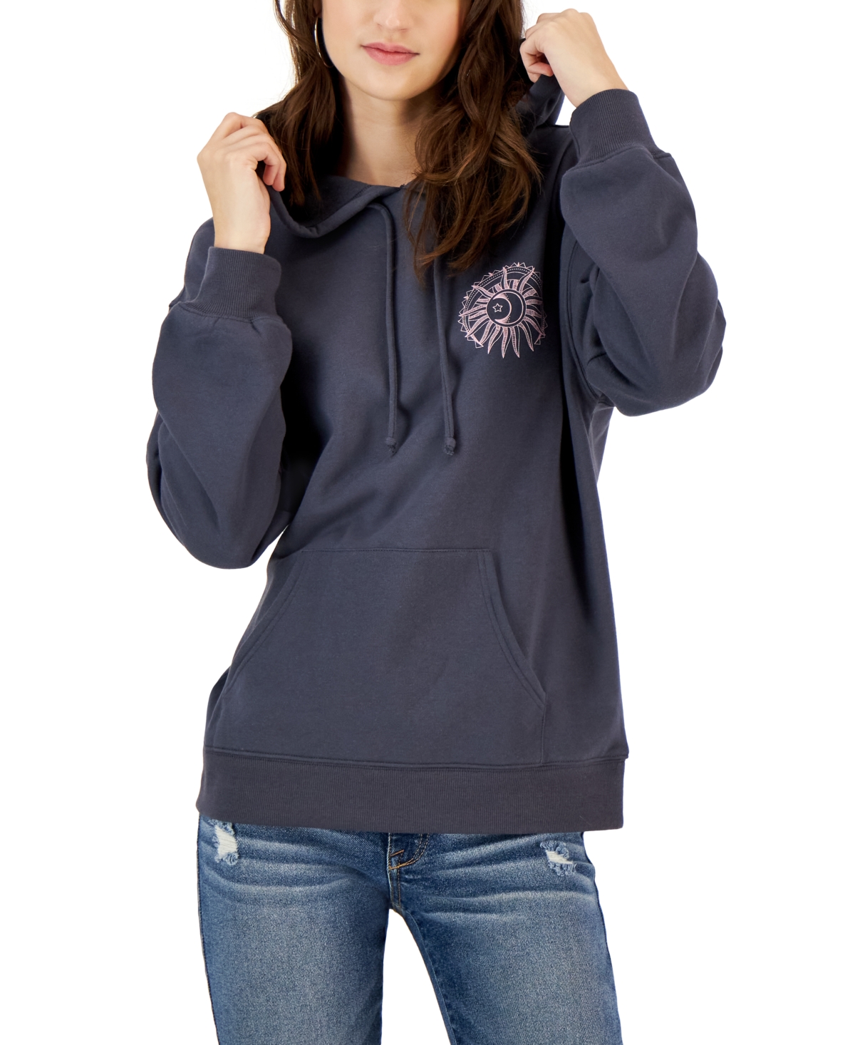 Rebellious One Juniors’ Celestial Tarot Card Printed Hoodie, Turbulence, Small