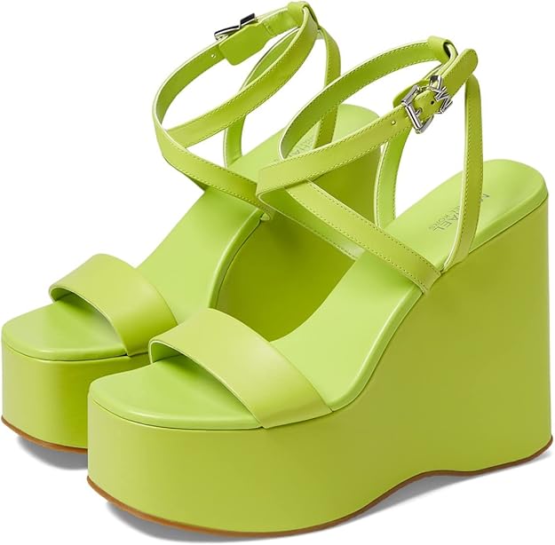 Michael Kors Women’s Paola Platform Dress Sandals Women’s Shoes, Bright Limea...