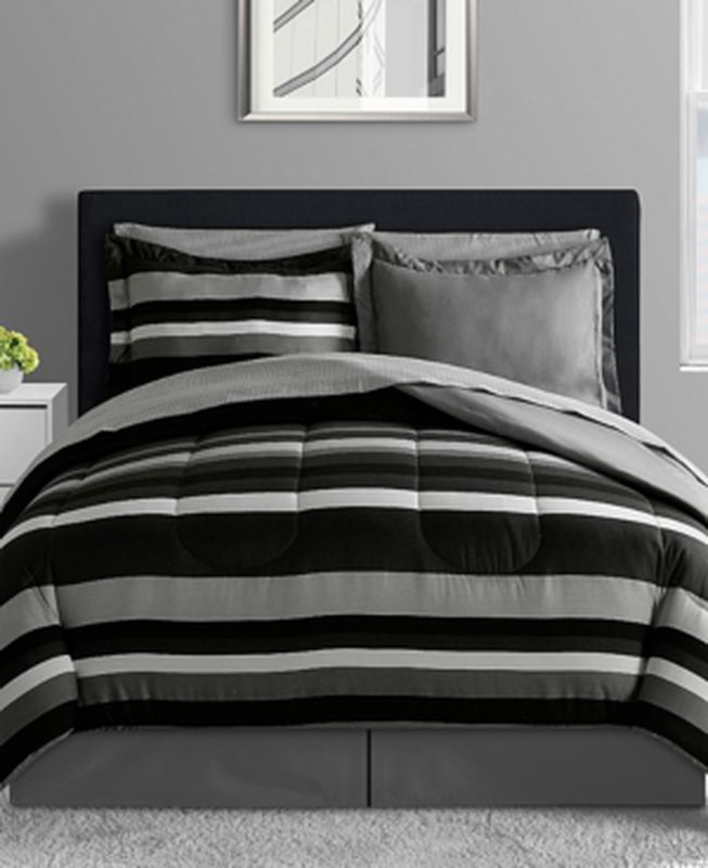 Fairfield Square Collection Austin Stripe/Solid Reversible 8 Pc. Comforter Se...