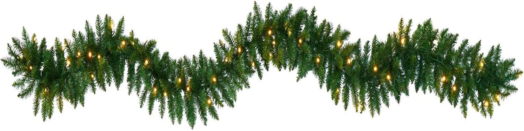 Nearly Natural 9ft. Christmas Pine Artificial Garland with 50 Warm White LEDs...