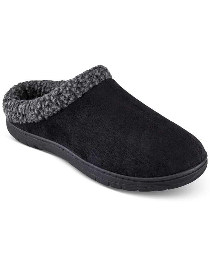 Haggar Men’s Rolled Collar Fleece-Lined Clogs, Black, Large