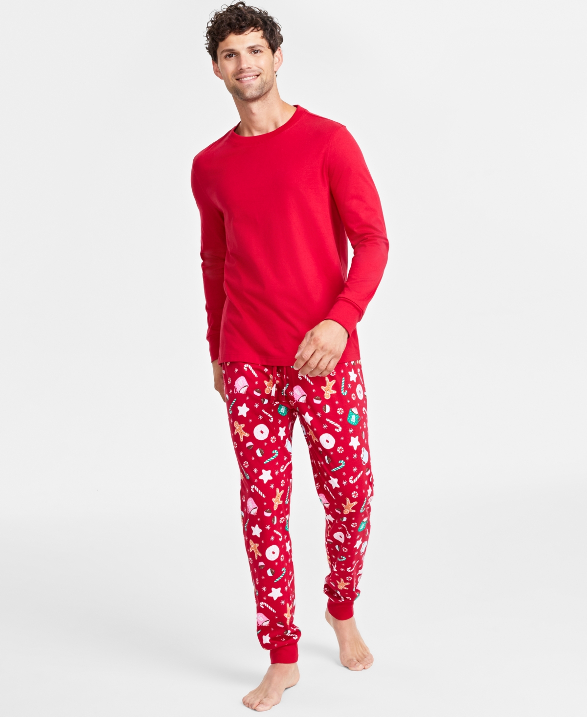 Family Pajamas Men’s Sweets Printed Pajamas Set, Red, XX-Large