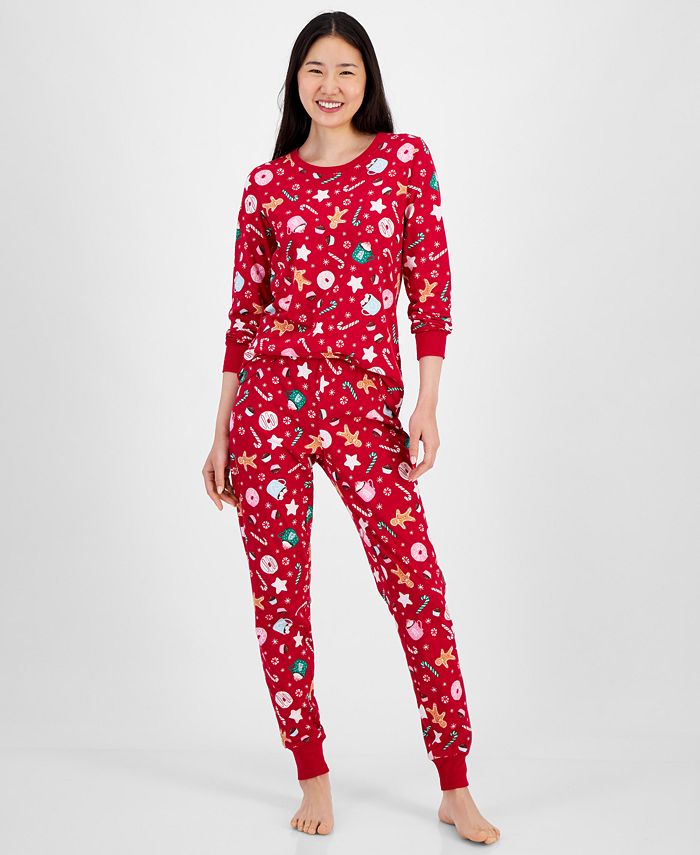Family Pajamas Women’s Sweets Printed Pajamas Set, Red, X-Small