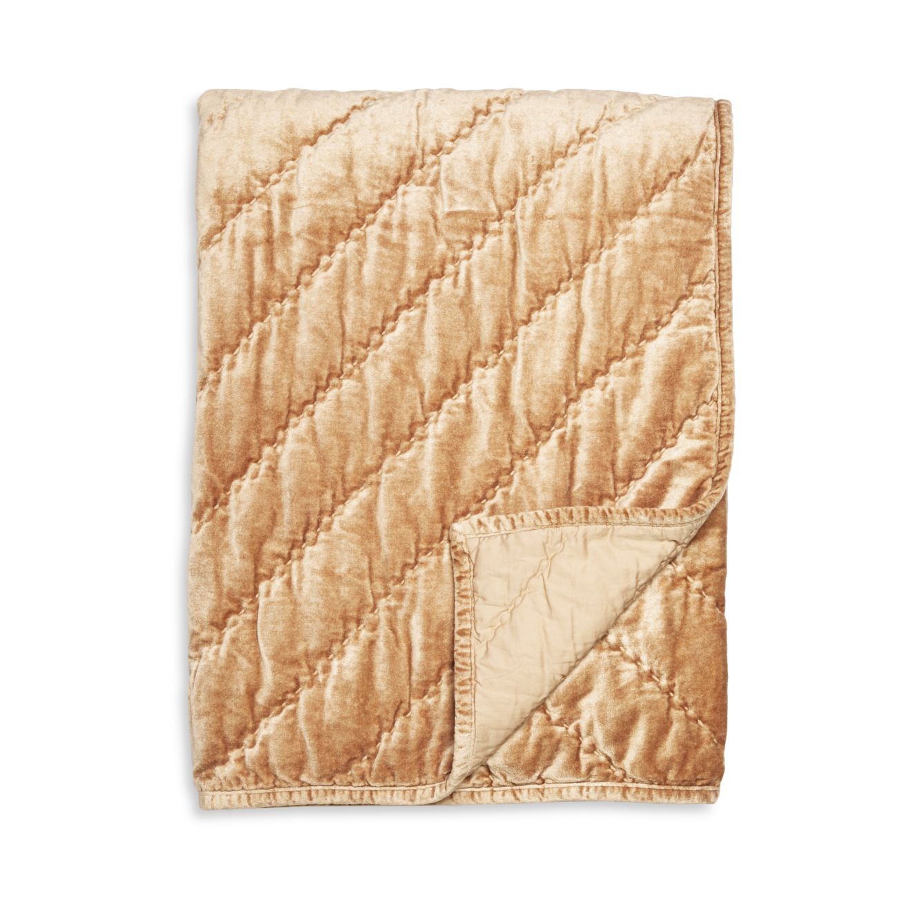 Hudson Park Collection Quilted Velvet Throw, Brown, 50″L x 70″W