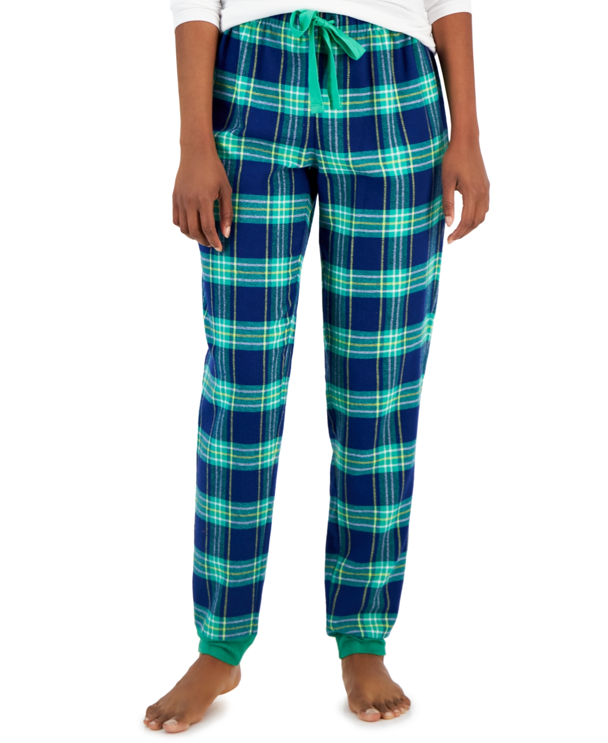 Jenni Women’s Cotton Flannel Pajama Pants, Green, Small