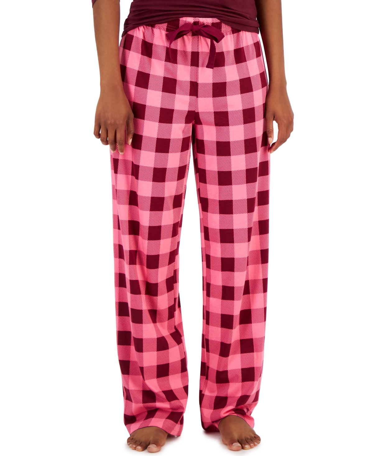 Jenni Women’s Printed Wide-Leg Pajama Pants, Pink, Large