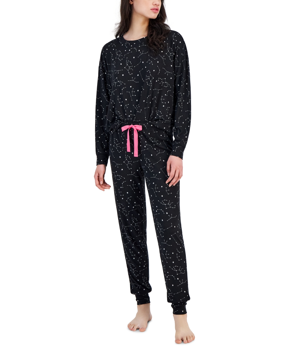 Jenni Women’s 2-Pc. Long-Sleeve Packaged Pajamas Set, Black, XX-Large