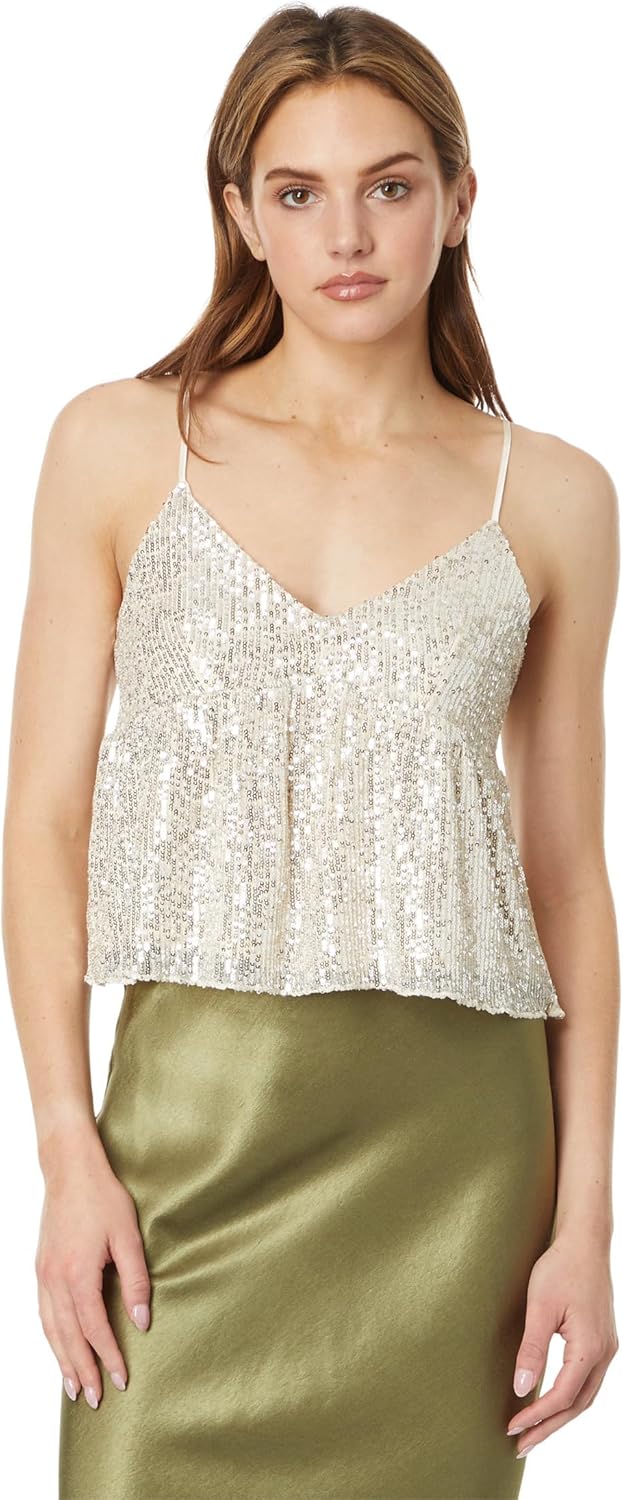 Lucky Brand Women’s Sequin Mini Top, Champagne, Medium